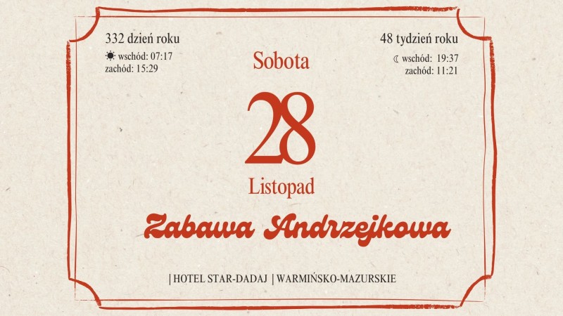 Andrzejki 2026 na Warmii i Mazurach - zabawa w klimacie PRL w Hotel Star-Dadaj Resort & SPA