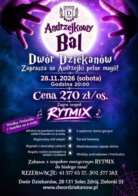 Andrzejki 2026 w Dworze Dziekanów w Dwór Dziekanów
