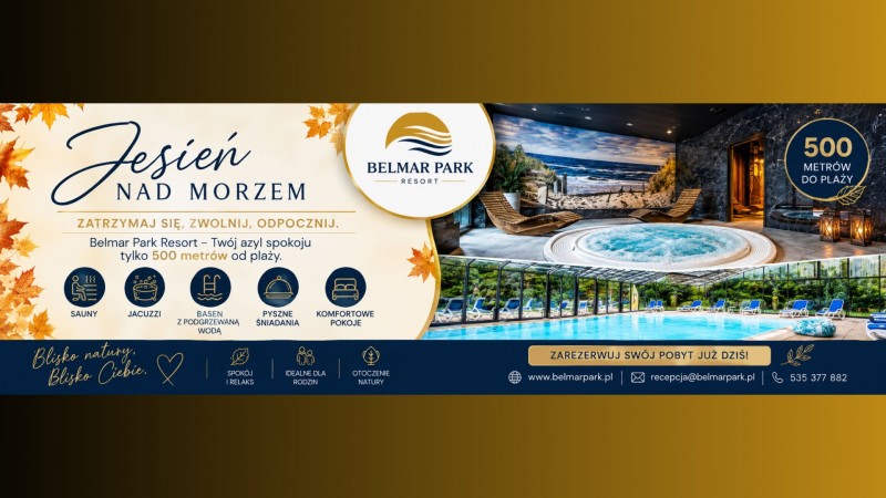 Jesienny pakiet nad morzem, basen, sauny, jacuzzi, śniadania w Belmar Park Resort